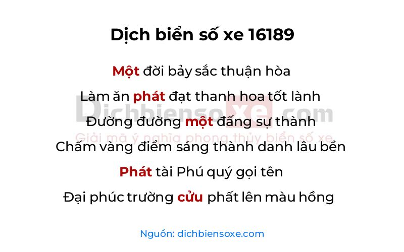 Dịch thơ biển số 16189