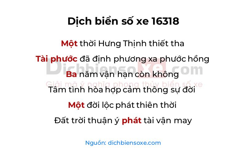 Dịch thơ biển số 16318