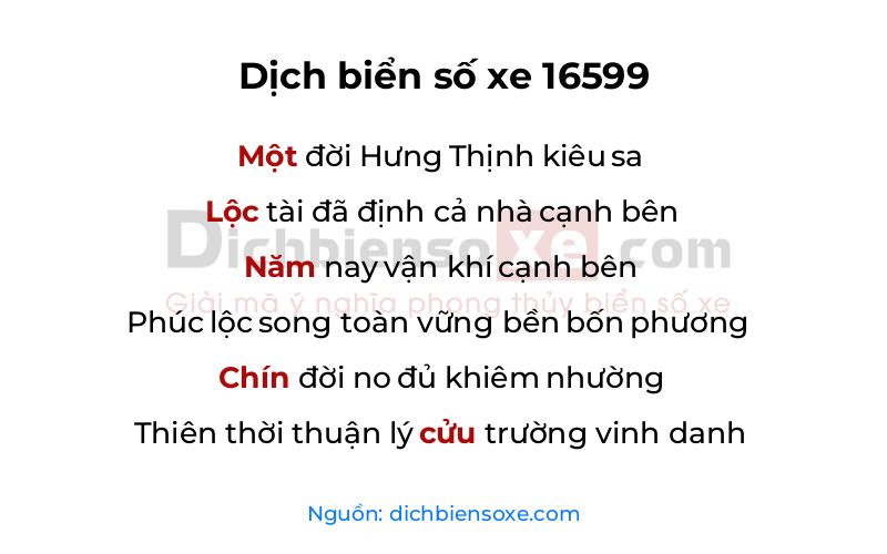 Dịch thơ biển số 16599