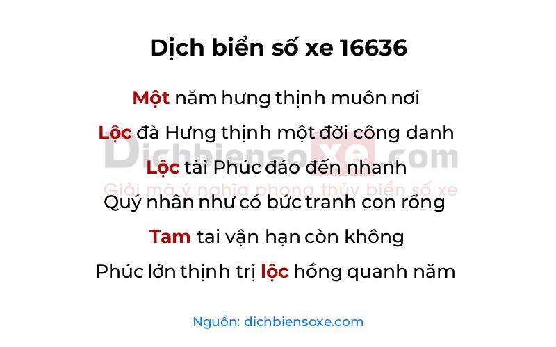 Dịch thơ biển số 16636