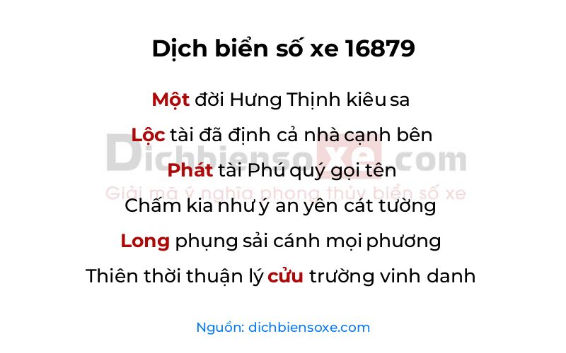 Dịch thơ biển số 16879