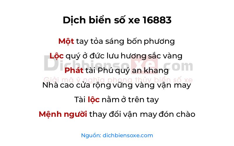 Dịch thơ biển số 16883