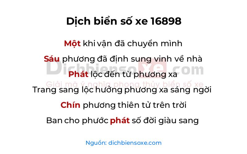 Dịch thơ biển số 16898