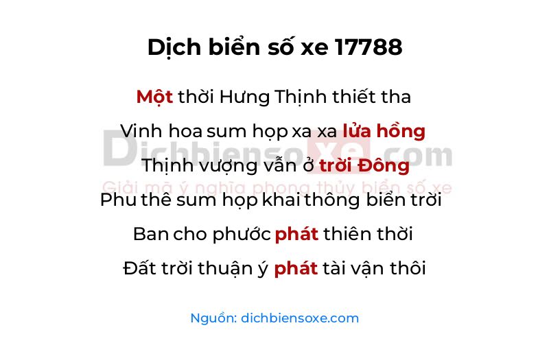 Dịch thơ biển số 17788