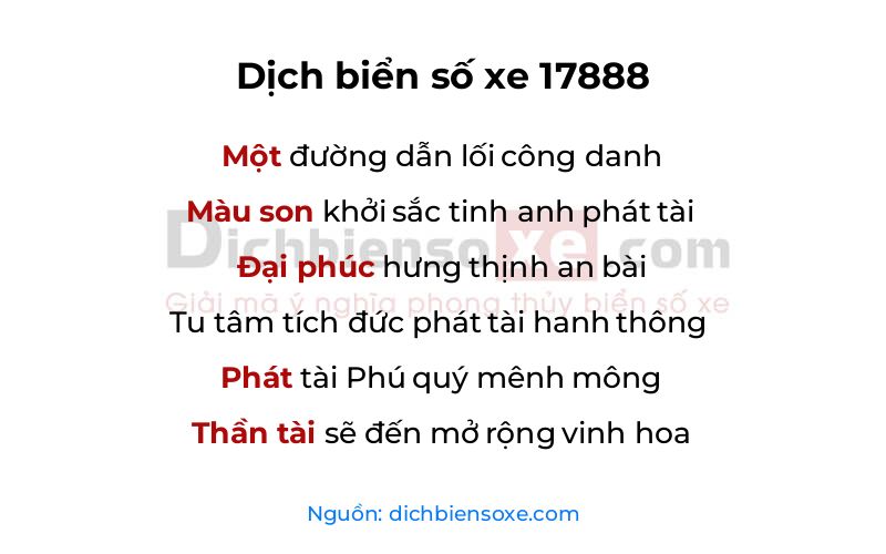 Dịch thơ biển số 17888