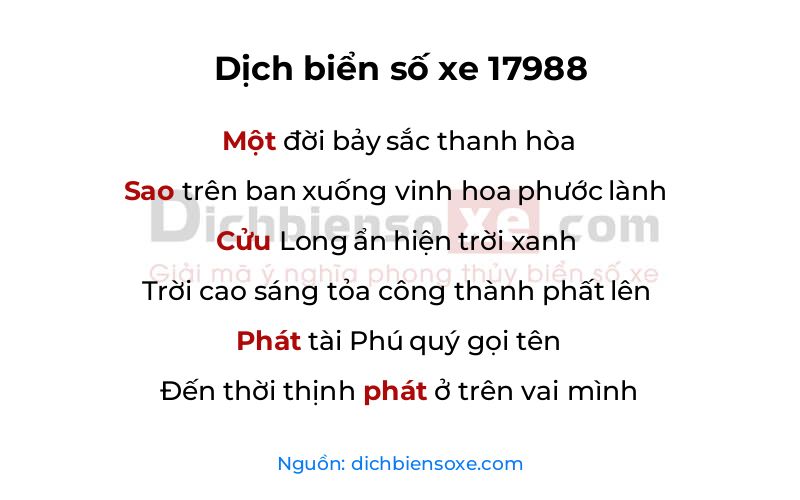 Dịch thơ biển số 17988