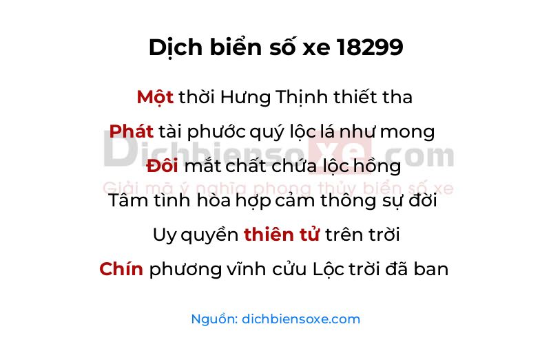 Dịch thơ biển số 18299