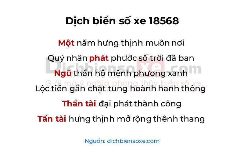 Dịch thơ biển số 18568