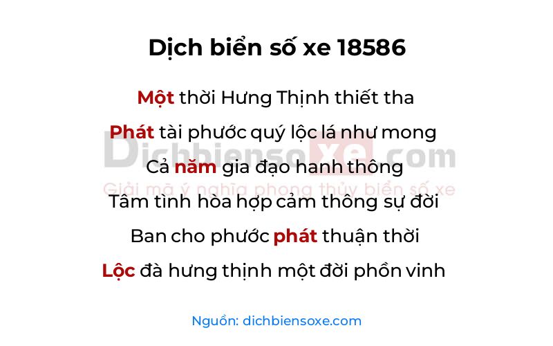 Dịch thơ biển số 18586