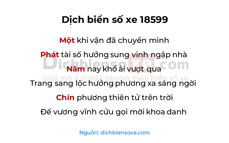 Dịch thơ biển số 18599