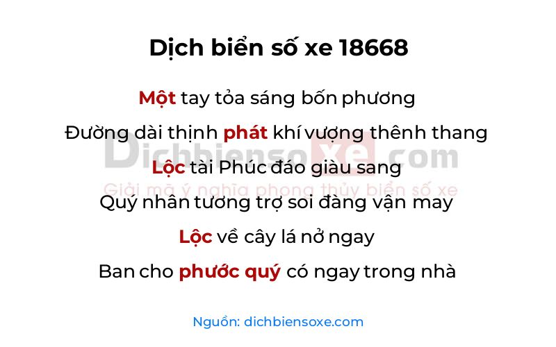 Dịch thơ biển số 18668