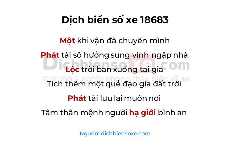 Dịch thơ biển số 18683