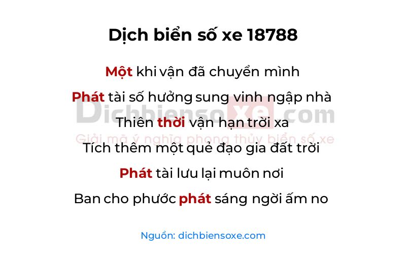 Dịch thơ biển số 18788