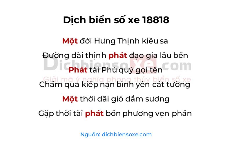 Dịch thơ biển số 18818