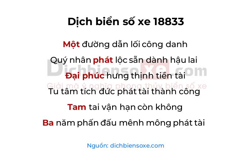 Dịch thơ biển số 18833