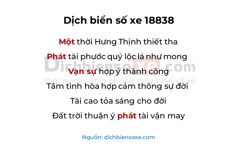 Dịch thơ biển số 18838