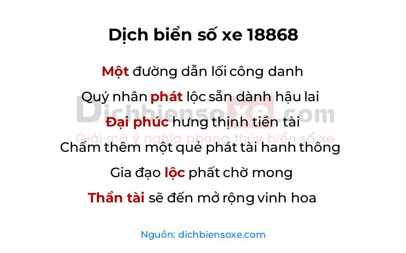 Dịch thơ biển số 18868