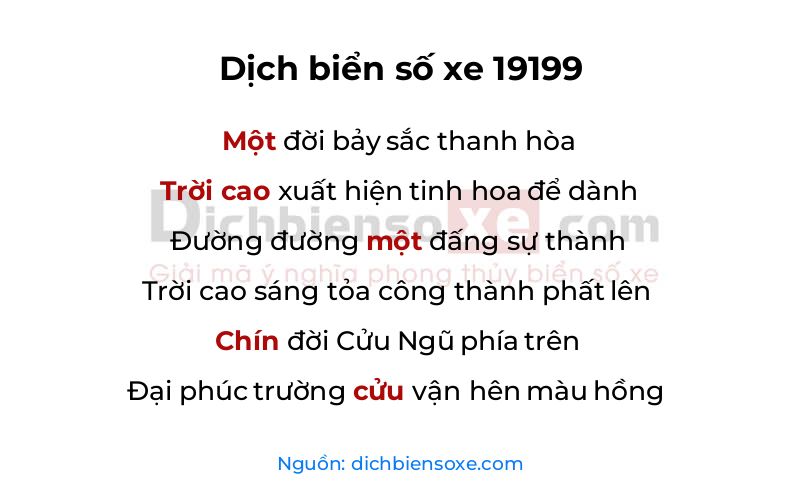Dịch thơ biển số 19199