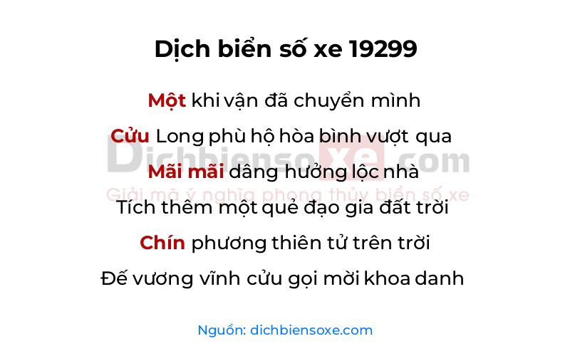 Dịch thơ biển số 19299