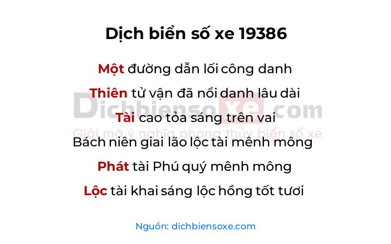 Dịch thơ biển số 19386
