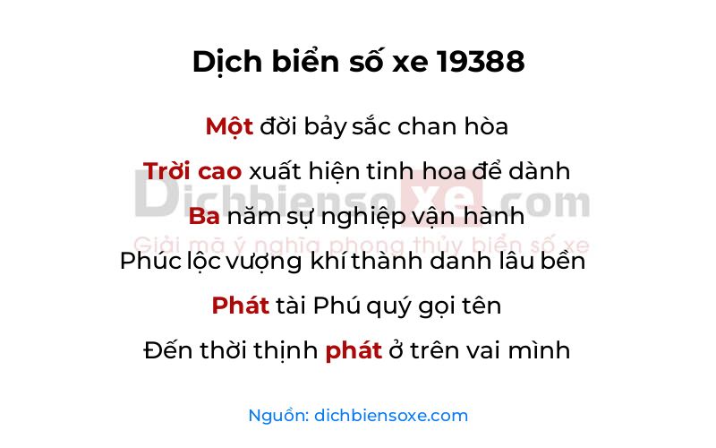Dịch thơ biển số 19388