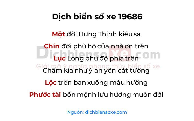 Dịch thơ biển số 19686