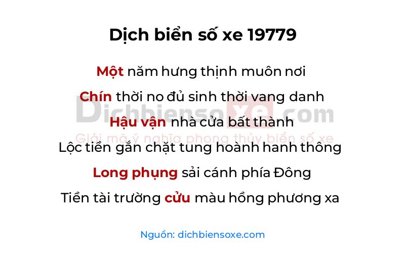 Dịch thơ biển số 19779