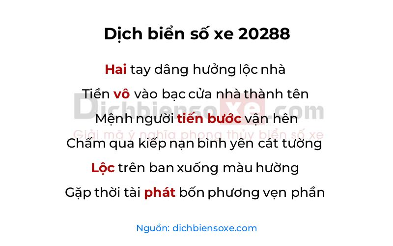 Dịch thơ biển số 20288