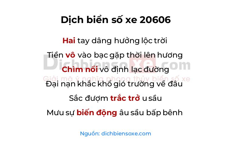 Dịch thơ biển số 20606