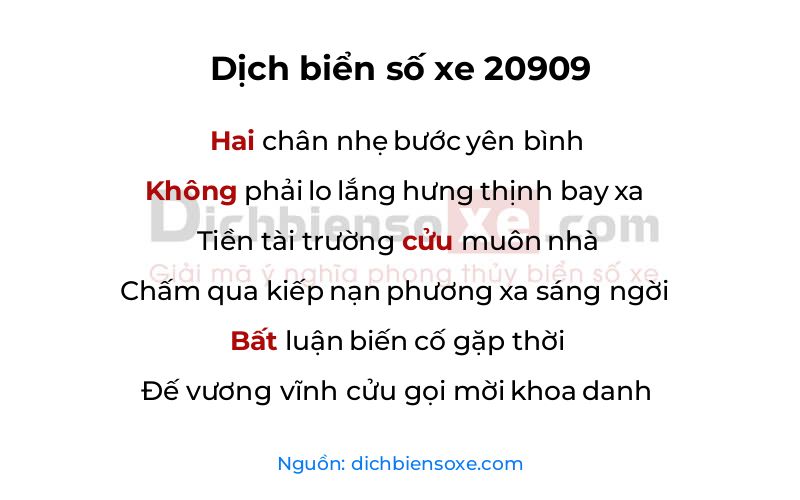 Dịch thơ biển số 20909