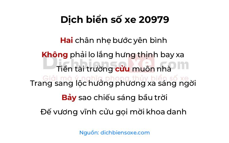 Dịch thơ biển số 20979