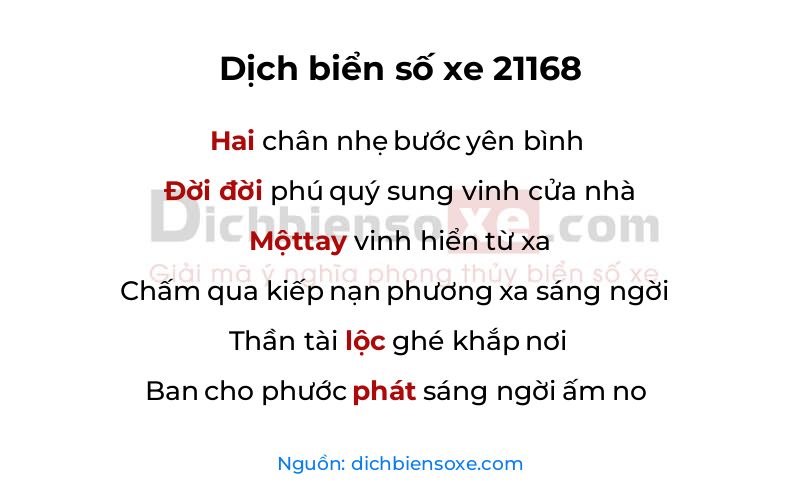 Dịch thơ biển số 21168