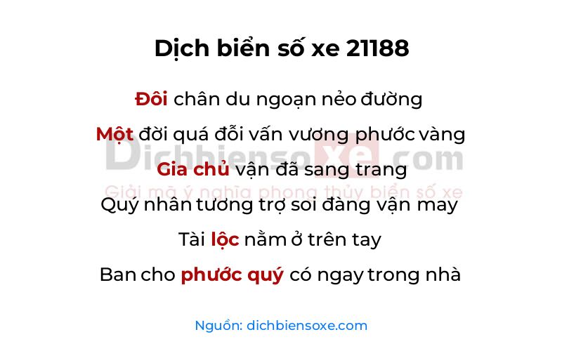 Dịch thơ biển số 21188