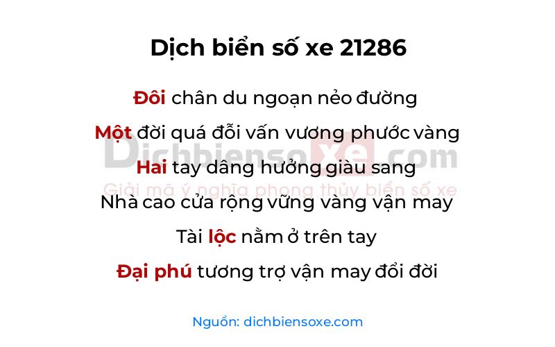 Dịch thơ biển số 21286
