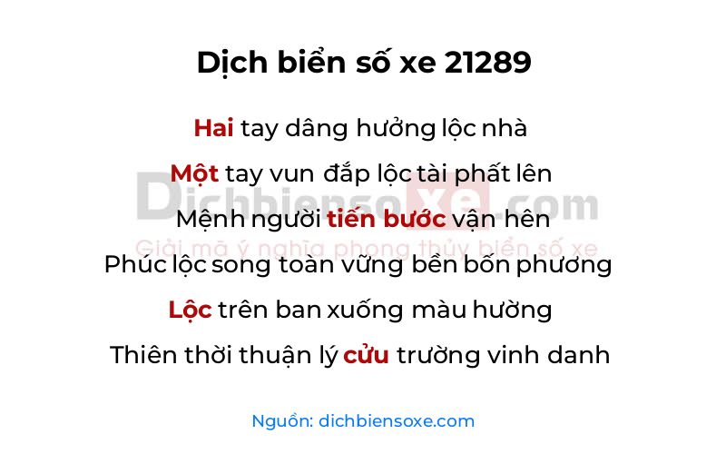 Dịch thơ biển số 21289