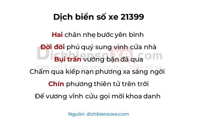 Dịch thơ biển số 21399