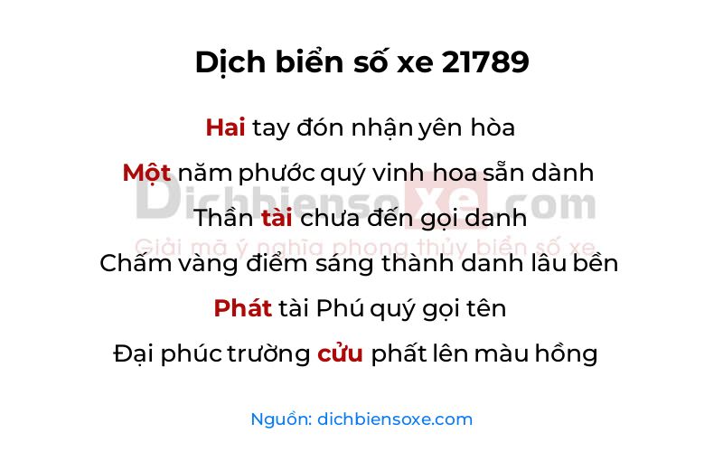 Dịch thơ biển số 21789