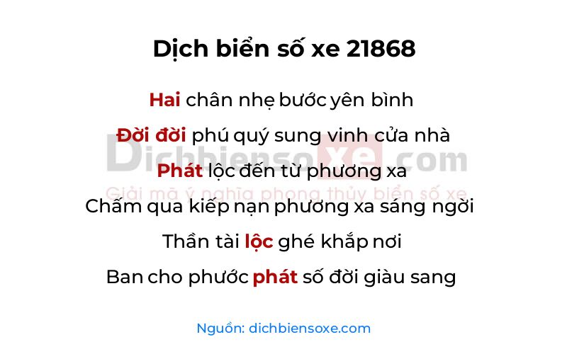 Dịch thơ biển số 21868