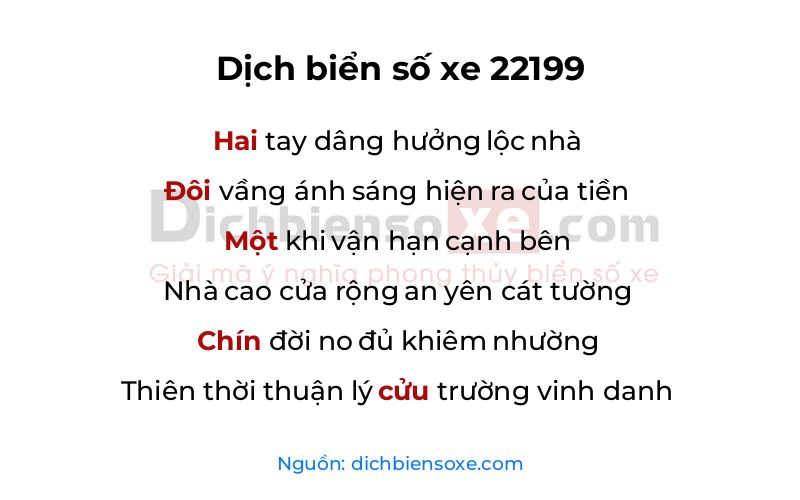 Dịch thơ biển số 22199