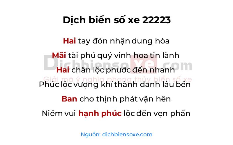 Dịch thơ biển số 22223