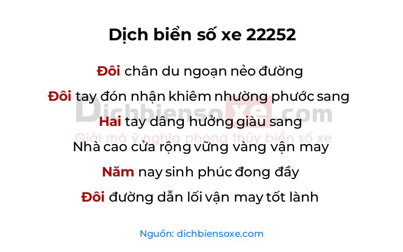 Dịch thơ biển số 22252