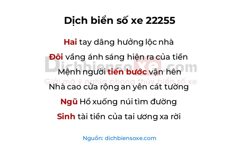 Dịch thơ biển số 22255