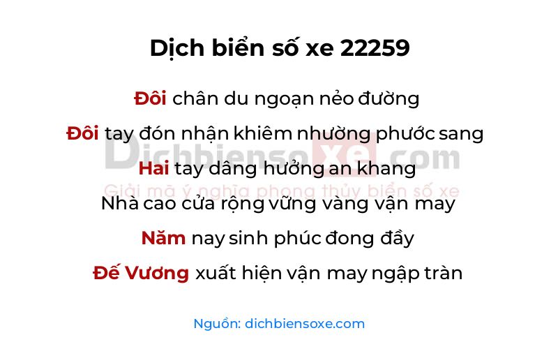 Dịch thơ biển số 22259