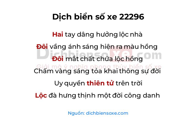Dịch thơ biển số 22296
