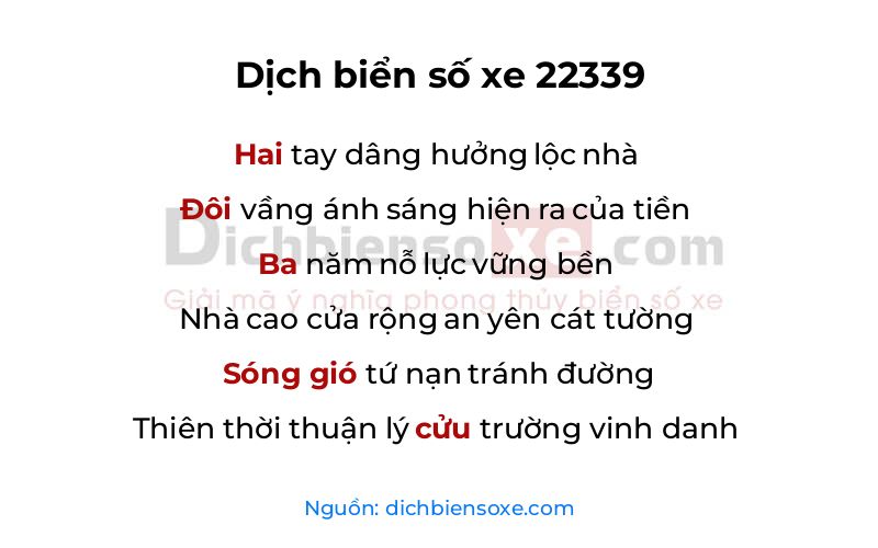 Dịch thơ biển số 22339