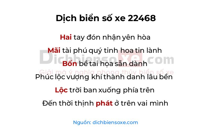 Dịch thơ biển số 22468