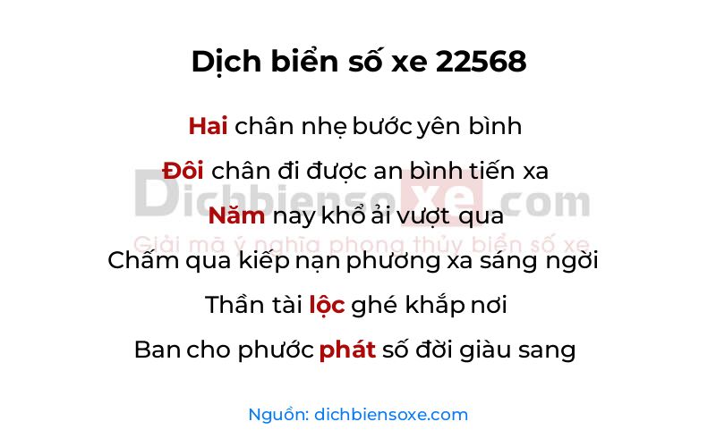 Dịch thơ biển số 22568