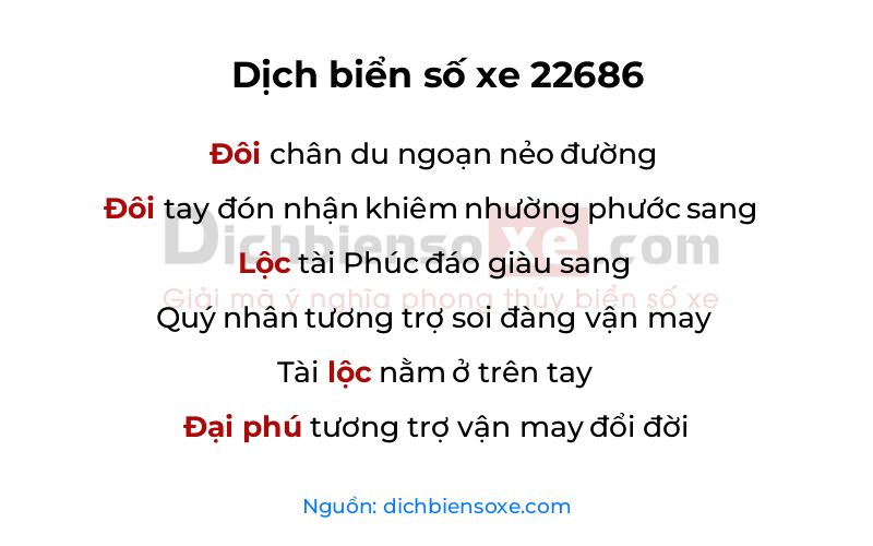 Dịch thơ biển số 22686