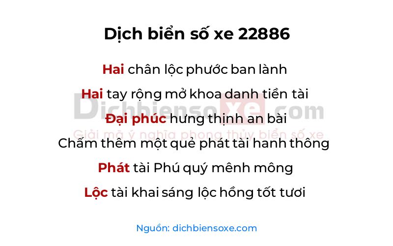 Dịch thơ biển số 22886