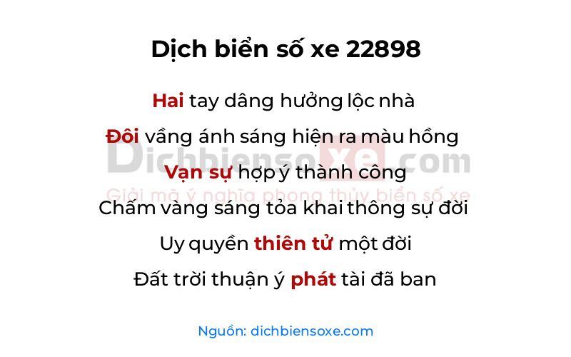 Dịch thơ biển số 22898